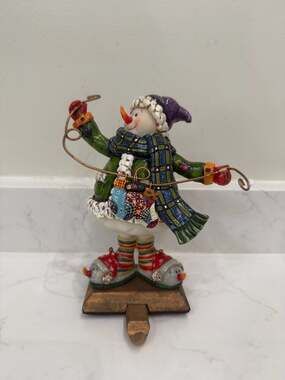 Kirk's Folly Whimsical Snowman Stocking Hanger Holder